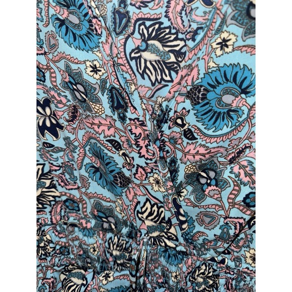 Masala Maxi dress W a blue and white floral V-neck Long-fit sleeves SZ L - Picture 9 of 15